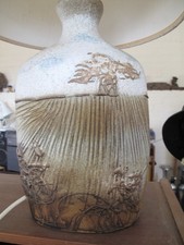 Tremaen  Peter Ellery Ploughed Field Large Pottery Lamp Vintage