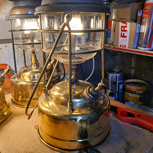 Brass glass oil lantern - brass,