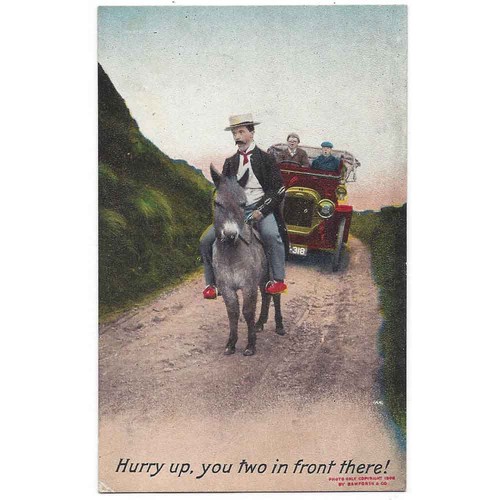 Comic early motoring postcard - early,