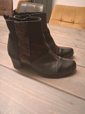 RIEKER GORGEOUS LADIES BLACK & DARK BLUE LEATHER ANKLE BOOTS SIZE 5 LOVELY COND
