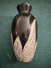 Black vase with mother-of-pearl or abalone inlay
