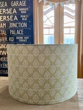HANDMADE LAMPSHADE IN SUSIE WATSON CATKIN GREEN SPRIG FABRIC DRUM OR TAPERED