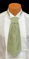 Green Cravat with Tie Pin Pre-Tied Ascot Necktie Victorian Costume Formal