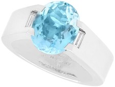 4.80ct Aquamarine and 0.20ct Diamond, 18ct White Gold Cocktail Ring by Cartier