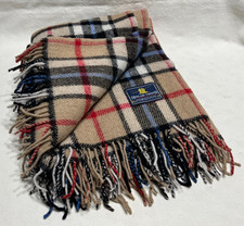 HIGHLAND TWEEDS : All Wool Check Travel Rug Blanket Throw In Vgc - 70" x 58"
