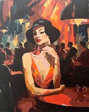 The Lady in Red painting