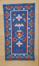 Vintage Scandinavian embroidered folk art wall hanging