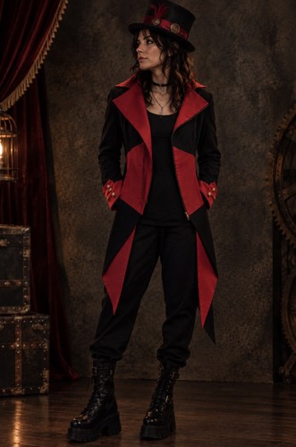 Red black jacket steampunk - red,