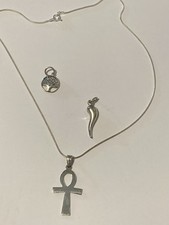 Vtg Sterling 925 Silver Egyptian Ankh Cross Pendant Necklace (+ 2 Freebie’s)