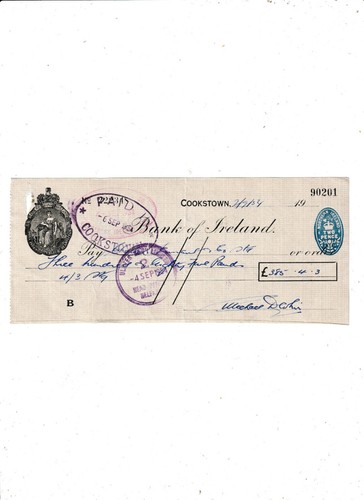 Bank ireland cheque - bank,