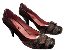 Timeless Women's Court Shoes UK 6 Tweed Fabric Classic High Heels Smart Workwear