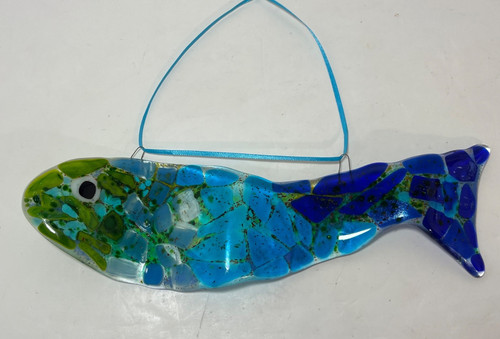 Fused glass figural fish - glass,