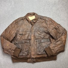 Leather Flying Jacket Adult X Large Brown Bomber Aviator Military Flight Mens*