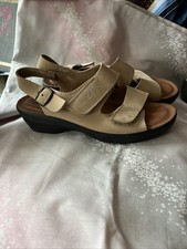 Women’s Size 2 Beige Sandals, Real Suede, Comfort, Adjustable, Pavers 