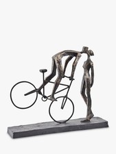 Libra Interiors Playful Kissing Couple on a Bike Sculpture - Metallic Bronze A