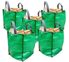 ✅ 5 x Garden Waste Bags 120L Reusable Strong Sacks Grass Leaves Logs Firewood