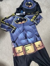 Boy 5-6 Years Swimming Costume Batman Swimsuit And Hat