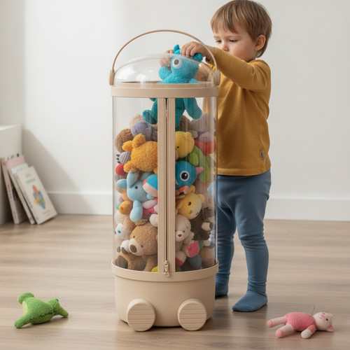 Plush toy storage barrel with - plush,