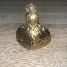 Vintage Solid Brass Bell Victorian Crinoline Lady 1930s. 8 cm tall  