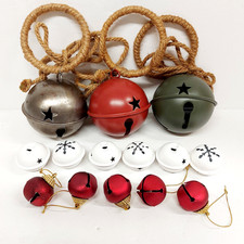 Christmas Bells Metal Jingle Bells 3 Sizes Hanging Ornaments Bundle Job Lot