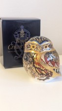 Royal Crown Derby Little Owl Paperweight Boxed Silver Stopper Perfect