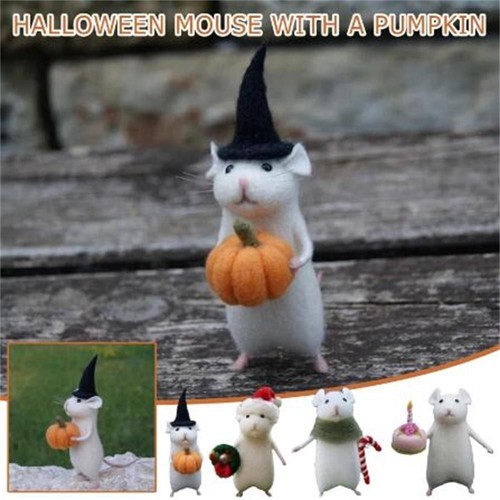 Mouse with xmas hat - xmas, wool