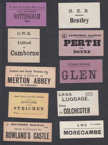 Ten old luggage labels label - old,