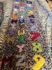 ONE OFF ALPHABET A-Z AND NUMERALS 0-9, 1970'S HANDMADE READICUT WALL HANGING RUG