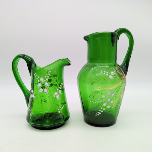 Victorian green glass jug - green,