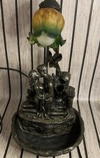 Widdop Bingham Fountain Lamp Nude Lovers Figurine Table Lamp Glass Shade Retro