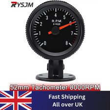 2'' 52mm Rev Counter 0-8000 RPM Analogue Tachometer Tacho Gauge Meter Kit 12V UK