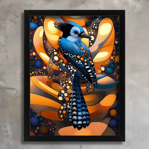 Abstract blue jay - abstract, wall