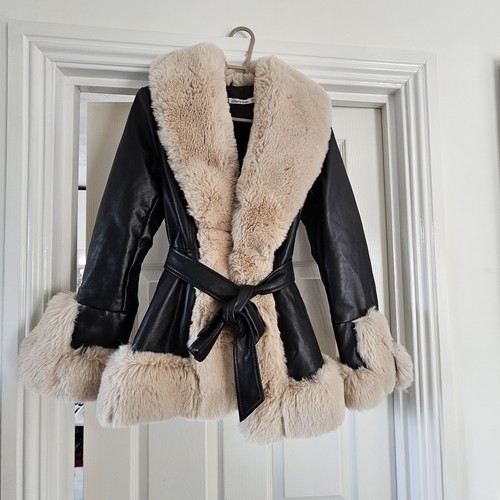 Black faux leather fur - fur, swing