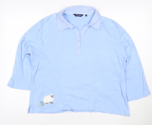 Tulchan women blue cotton polo - cotton,
