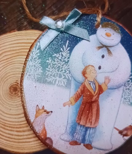 The snowman log slice - , wooden