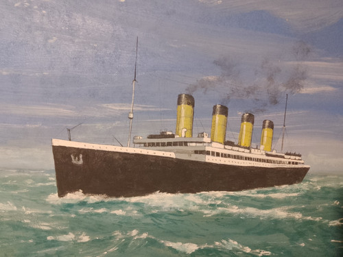 Original marine art ship - marine,