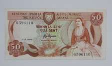 1984 Central Bank of Cyprus - 50 Cypriot Cents Banknote Bill No. G 596110 P-49b*