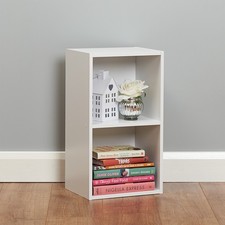 2 Tier White Cube Book Case Shelf Storage Unit Shelving/Shelves Bedside #650