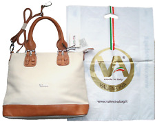 VALENTINA Italy in Pell pebbled leather handbag tote tan brown cream + strap