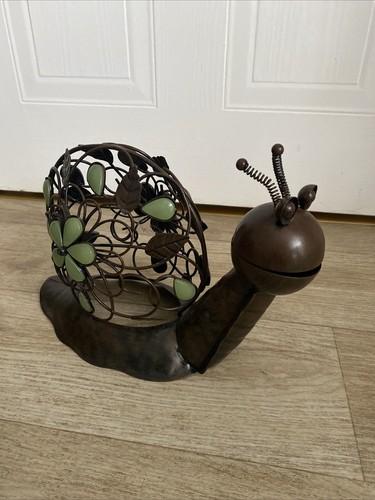 Brown metal snail ornament - snail,