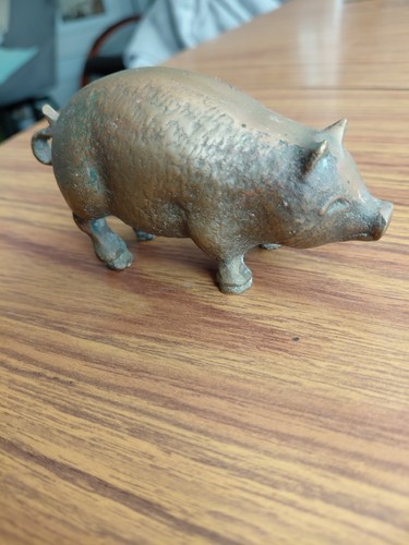 Vintage brass pig - brass, long