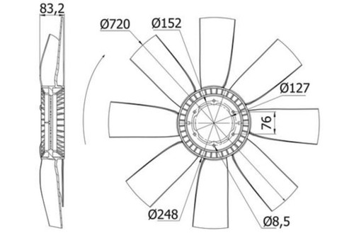 Engine cooling fan wheel - fan, mahle