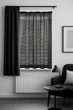 Paris Black Net Curtain Horizontal Stripe - Net Curtains Sold In Selected Widths