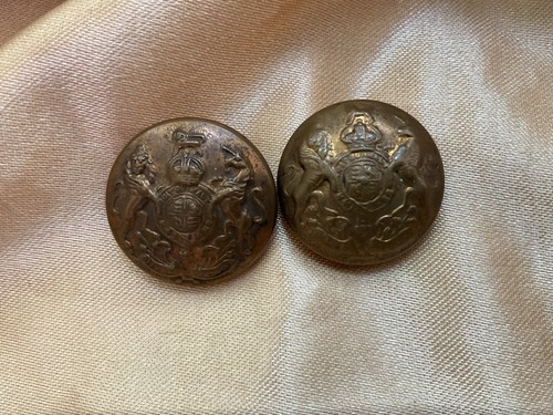 Two brass military buttons - two,