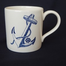 Nautical Anchor Mug Blue and Off White / Ivory Royal Stafford Made in Burslem