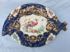 19th Samson Worcester style porcelain leaf plate Chelsea exotic birds Booths ?