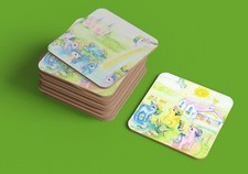 My Little Pony Vintage Art, 2 coaster set, 9cm, 80s, cartoon, Gift. Part 1+2