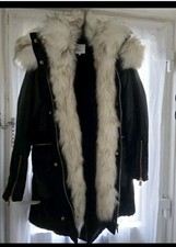 River Island Women's Coat Jacket Faux Fur Removable Trimmings Uk Size 18