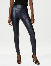 M&S Navy Leather Look High