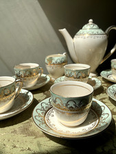Vintage Arklow Ireland 14-piece coffee set in mint green and gold